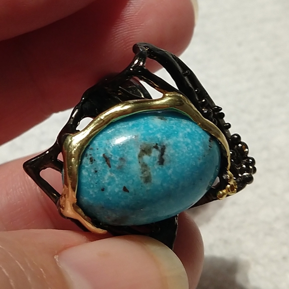 Natural genuine Arizona turquoise art ring - Picture 5 of 8